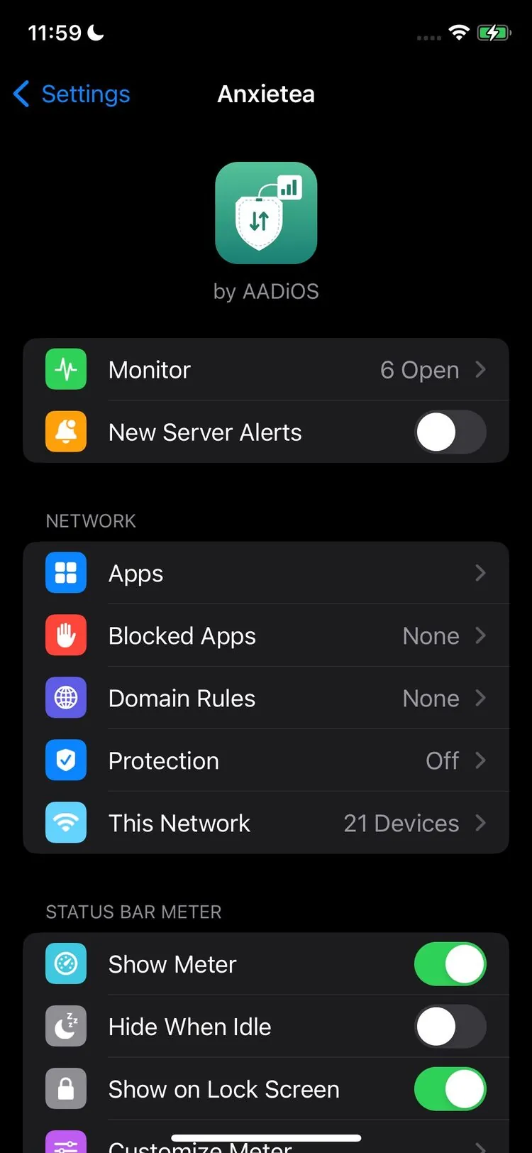 Anxietea settings